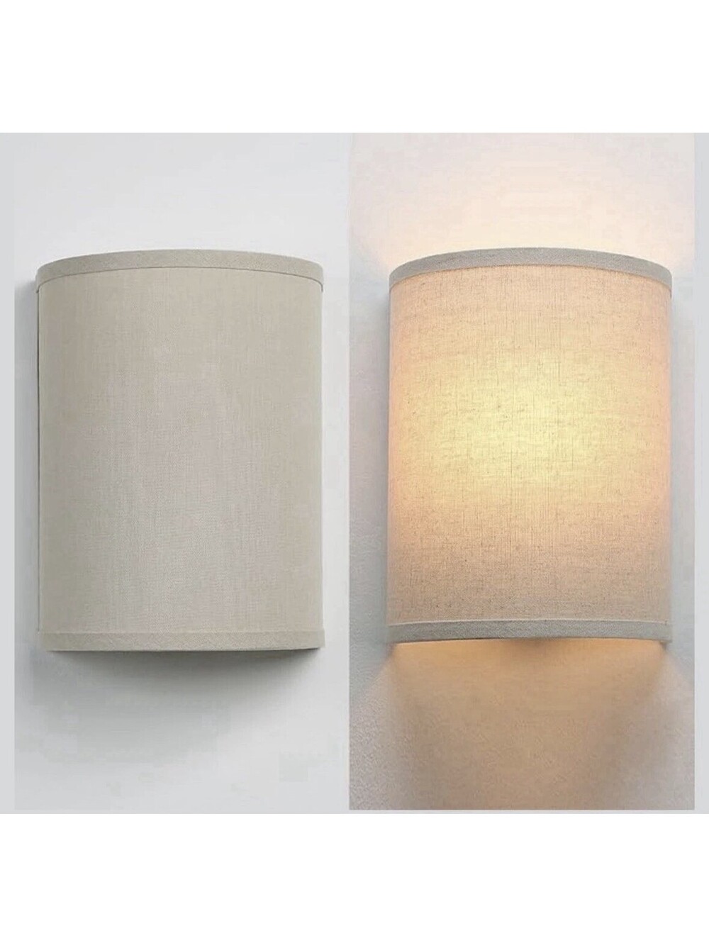 Pair Of Wall Sconce Lighting White Fabric Decor, Industrial Vintage NEW